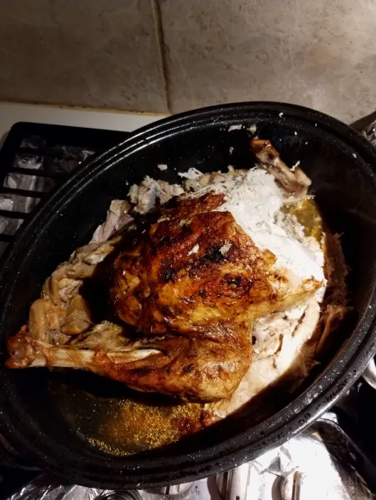 A cooked turkey for Thanksgiving.