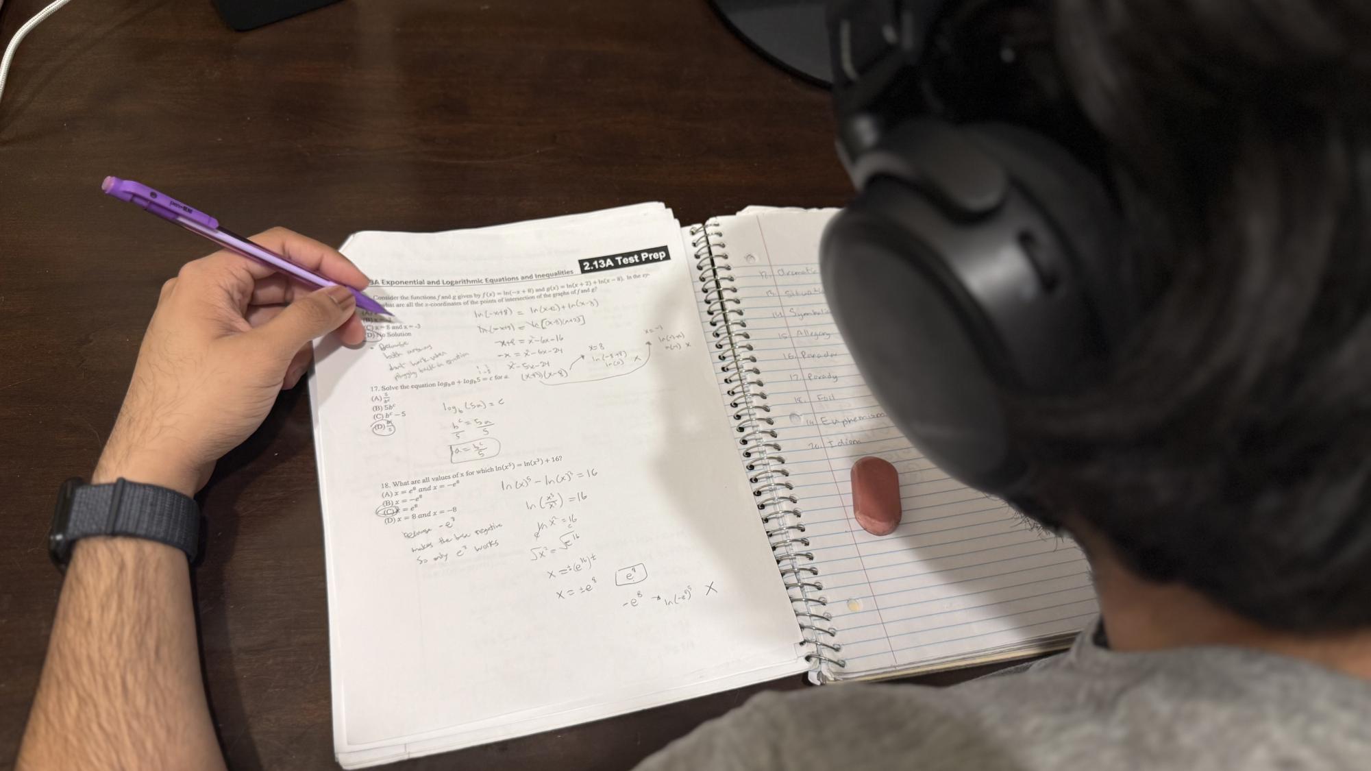 Yahya Najeeb, junior, staying studious and doing his work.
