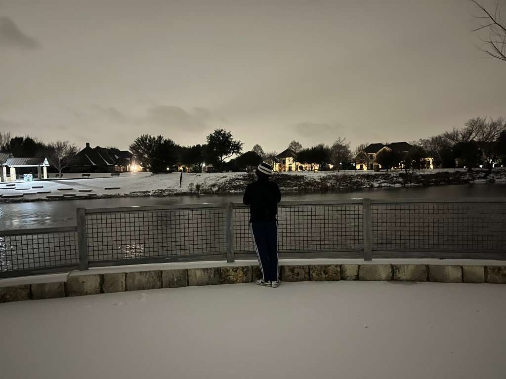 Winter snow, being a relatively rare occasion in Dallas, often leads to moments of awe like this.